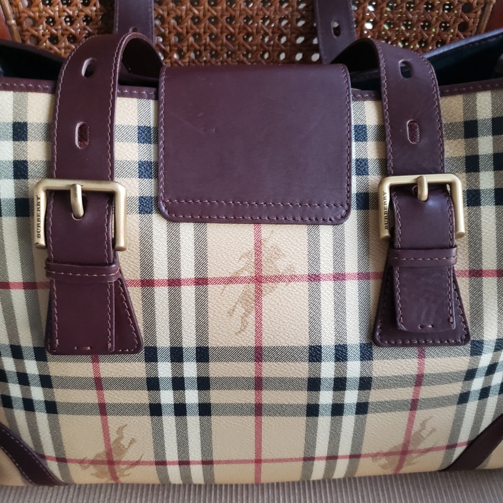 Burberry Haymarket Check Satchel Iconic Luxury Bag Medium Size Pre-loved - Picture 4 of 13